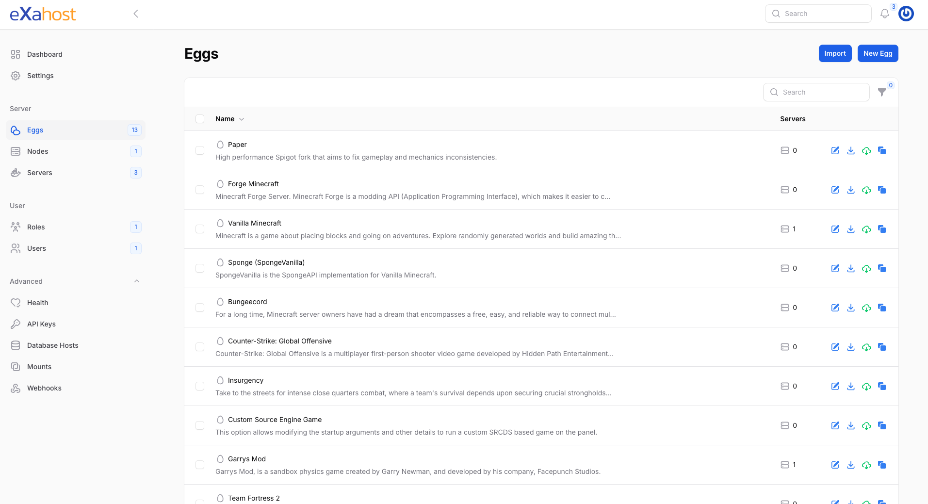 Screenshot von Pelican Gameserver-Panel
